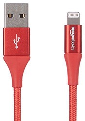 AmazonBasics 亚马逊倍思 尼龙双编织型 USB 2.0 A to Lightning 苹果数据线 iPhone数据线 红色 1.8米