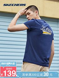 Skechers斯凯奇情侣装新款短袖T恤衫 字母印花上衣SMLC219M020