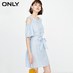 ONLY春夏新款含亚麻系带连衣裙女|118207525