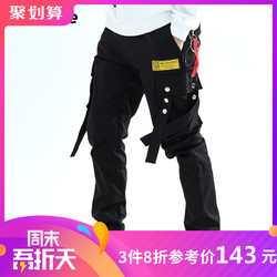 Reshake华菲型格男装 冬新品运动装饰绳个性休闲裤男潮牌ins