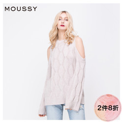 MOUSSY 028BSE70-0070 露肩菱格圆领纯色针织毛衣女 *2件