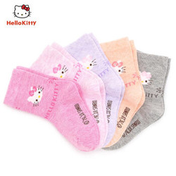 凯蒂猫女童袜子精梳棉袜非纯棉中筒5双女 22-24cm/10岁以上