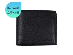 COACH 蔻驰 F74991 男士黑色皮质短款对折钱包钱夹