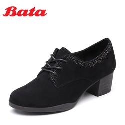 Bata 粗中跟系带单鞋6582CM8