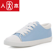 人本帆布鞋女鞋白色板鞋韩版学生百搭小白鞋 蓝色 36