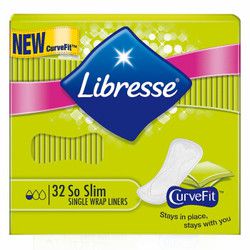 轻曲线（Libresse） 卫生护垫150mm 32片 超薄服贴棉柔透气 无香型 *12件