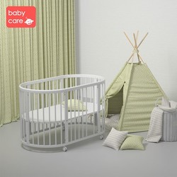 BabyCare 多功能实木婴儿床 带滚轮