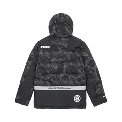 Aape 7232XXB 男装秋冬猿颜徽章字母印花反光迷彩连帽羽绒服外套