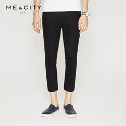 MECITY男装弹力水洗黑色修身牛仔长裤青春流行韩版