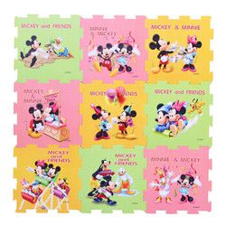 迪士尼Disney 正版 欢乐米奇 PE安全环保婴幼儿爬行垫卡通防潮儿童拼接垫 31.5*31.5*1(九片装) *2件