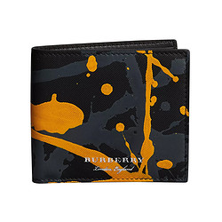 BURBERRY 博柏利 男士泼彩 Trench 皮革字母压花徽标双折式钱夹
