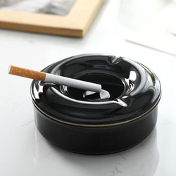 佳佰 陶瓷烟灰缸 可拆洗易清洗 简约烟碟 黑 *12件