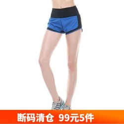 范斯蒂克 运动裤女健身房跑步训练裤速干透气系带短裤 蓝色FBF78503 XL *5件