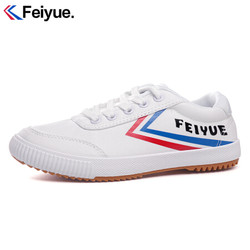 飞跃（Feiyue）帆布鞋女少林魂升级款系带经典复古男女学生帆布鞋 白红蓝 36