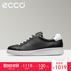 ECCO 爱步 218033 2017新款透气女鞋牛皮单鞋系带拼色板鞋 柔酷4号