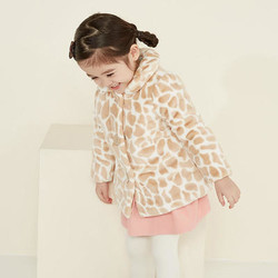 美特斯邦威宝宝珊瑚绒加绒外套女春季新款幼童卡通萌夹棉童装