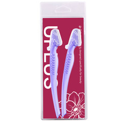 UPLUS 优家 不锈钢网纹彩色防滑修眉刀 两支装