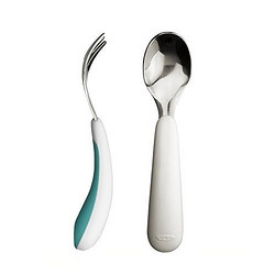 美国 OXO 奥秀 便携不锈钢叉勺套件 带便携盒(绿色) 适合12个月以上宝宝