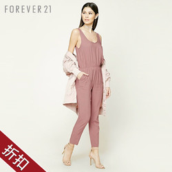 Forever21 夏装连衣裤女夏时尚休闲无袖圆领露背连体裤女