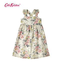 Cath Kidston2018早秋新款复古花束绣花插肩袖棉质短款连衣裙女童