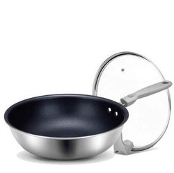 三禾 SC30A1 不锈钢平底炒锅 30cm