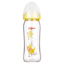 pigeon 贝亲 AA151 Disney系列 自然实感宽口径玻璃彩绘奶瓶 240ml 维尼 M奶嘴 *3件