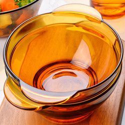 法国多莱斯 钢化玻璃 餐具碗盘水杯茶杯单品琥珀色 双耳碗1只装