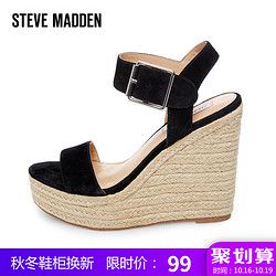 Steve Madden/思美登2018新款女鞋草编厚底坡跟凉鞋SANTORINI