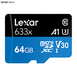 Lexar 雷克沙 633x MicroSDXC A1 UHS-I U3 V30 Class10 TF存储卡 64GB