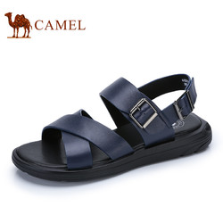Camel/骆驼男鞋2017夏季新品凉鞋沙滩鞋子男士透气牛皮露趾凉鞋子