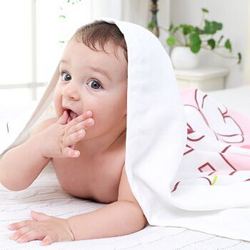 Elepbaby 象宝宝 婴儿毯子新生儿宝宝棉纱布方形浴巾包毯盖毯110X110CM艾米公主粉 *4件 +凑单品