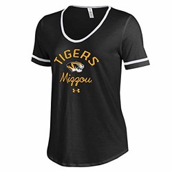 NCAA 女式 Under Armour 短袖时尚 charged 棉质 T 恤 黑色 中