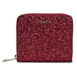 芙拉 FURLA BABYLON 女士系列红色混纺亮片短款拉链钱包 921921 P PR84 S30 RUBY