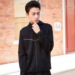 鸿星尔克 男运动卫衣开衫时尚休闲舒适拉链运动服上衣 51218314035 正黑 3XL