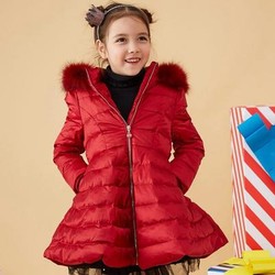 Moomoo 女童中长款收腰羽绒服
