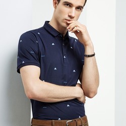 相思鸟男装短袖T恤男夏季薄款时尚修身t恤中青年翻领刺绣男POLO衫