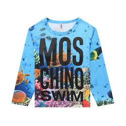 MOSCHINO Swimwear 莫斯奇诺  19年春夏新品女士蓝底海洋图案棉质圆领女士长袖T恤   2 V1707 2119 1278 M码