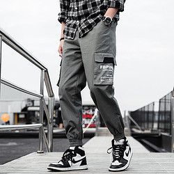 豹先森 新款休闲韩版修身百搭青年帅气潮流工装小脚九分裤