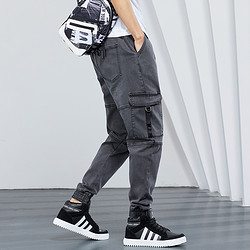 BAOXIANSHEN 多口袋束脚工装裤欧美街头潮流百搭嘻哈潮裤男