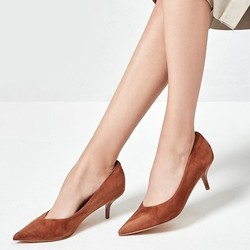 网易严选 女士羊反绒高跟鞋 *2双