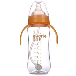 爱得利奶瓶特丽透 防摔手柄吸管宽口径300ml AA-125 *5件