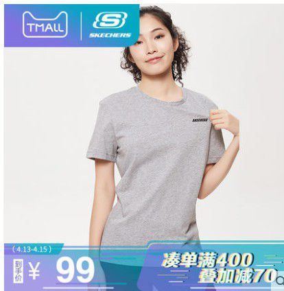 SKECHERS 斯凯奇 SMAWS18D517 女款T恤