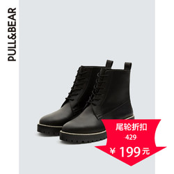PULL&BEAR 冬季女士链饰设计平底短靴马丁靴 15072311
