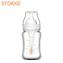 STOKKE婴儿宽口径防胀气导管玻璃奶瓶180ml