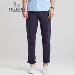 七匹狼swjeans新款舒适吸汗弹力时尚休闲裤男 藏青色 52A/175/L