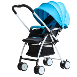 meccao婴儿推车可躺坐可换向双向推行易折叠婴儿车 爱琴海蓝