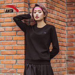 安踏卫衣女2018新款秋季休闲舒适可爱套头衫针织运动上衣16817728