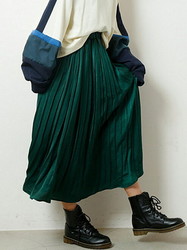 DOUBLE NAME 复古段子褶SK花环堂兄弟裙子