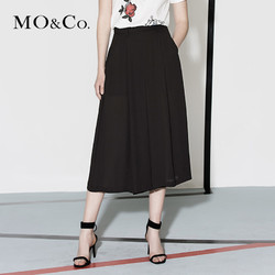 MOCO黑色高腰褶皱阔脚裤休闲阔腿裤MK172PAT101 摩安珂