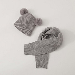 Purrfect diary 咕噜日记 儿童双球加绒针织帽子围巾2件套套装